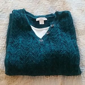 CJ Banks heathered teal pullover